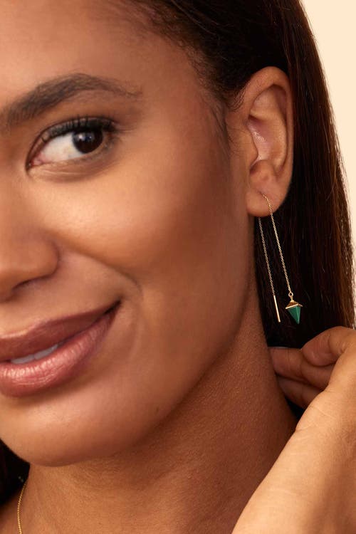 Oradina 14k Gold Prism Point Threaders In Gold - Black Onyx