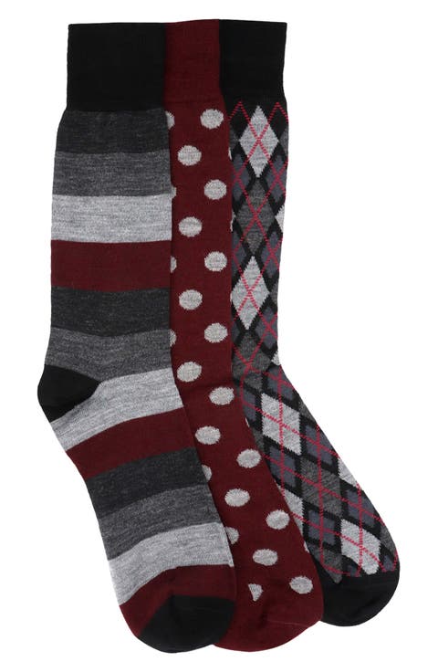 Stripe Dot Diamond 1 Crew Socks - Pack of 3