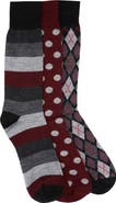 Lorenzo Uomo Stripe Dot Diamond 1 Crew Socks - Pack of 3