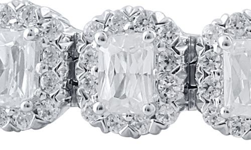 Shop Badgley Mischka Collection 14k White Gold Near Lab Grown Square Pavé Diamond Bracelet In 7.15 Ctw White Gold