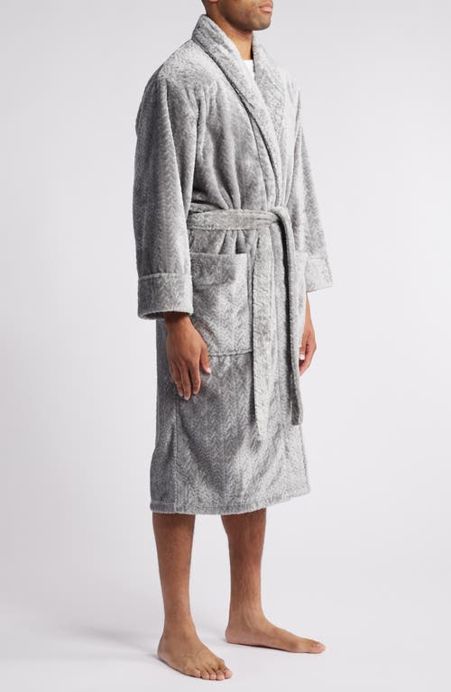 Shop Daniel Buchler Mosaic Texture Fleece Robe In Grey