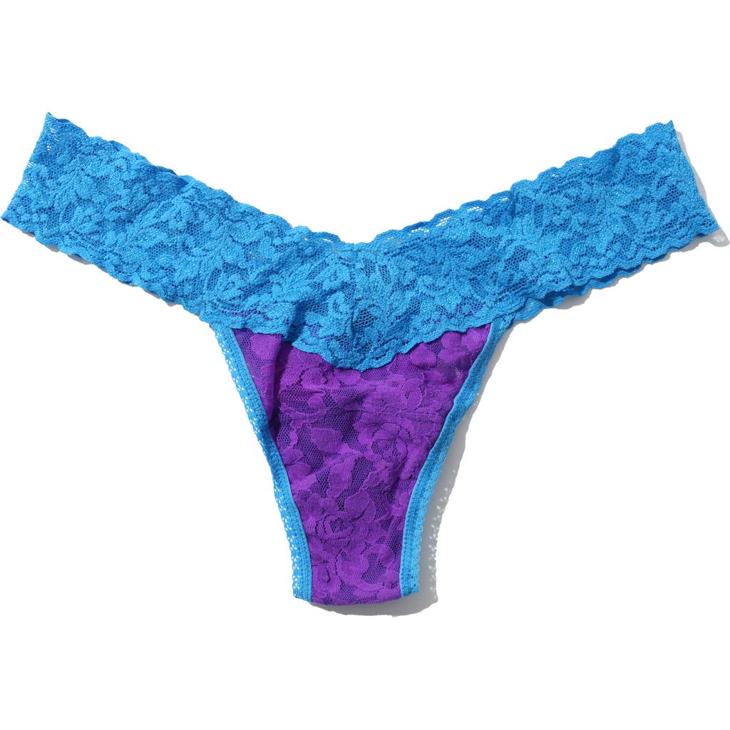 Shop Hanky Panky Signature Lace Low Rise Thong In Royal Purple/laguna Blue