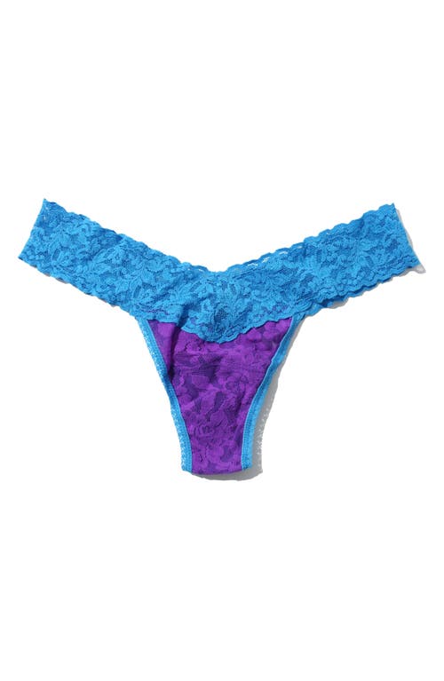 Shop Hanky Panky Signature Lace Low Rise Thong In Royal Purple/laguna Blue