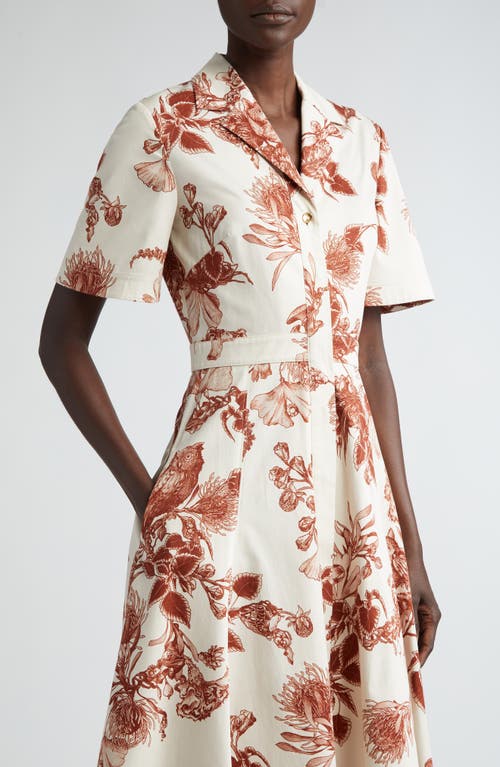 Shop Jason Wu Collection Forest Print Cotton Stretch Poplin Shirtdress In Calico/rust