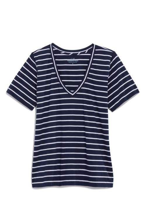 Vineyard Vines Clean Jersey V-neck T-shirt In Stripe - Navy/white