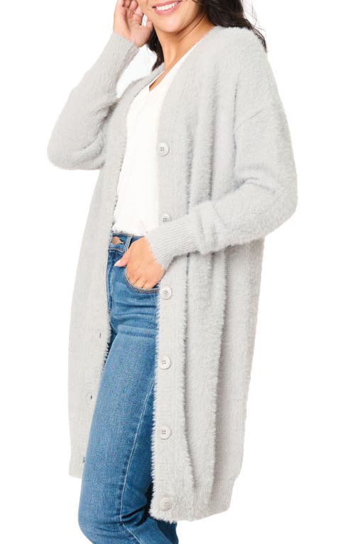 Shop Gibsonlook Eyelash Cozy Cardigan In Silver