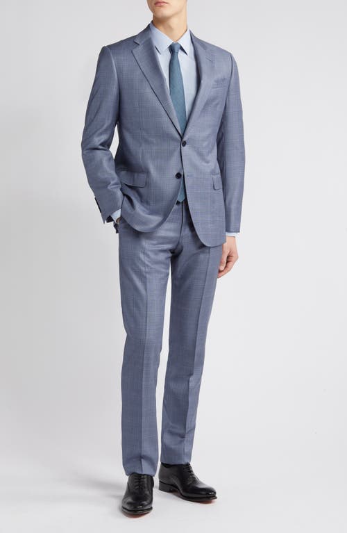 Emporio Armani G-Line Plaid Virgin Wool Suit Solid Medium Blue at Nordstrom, Us