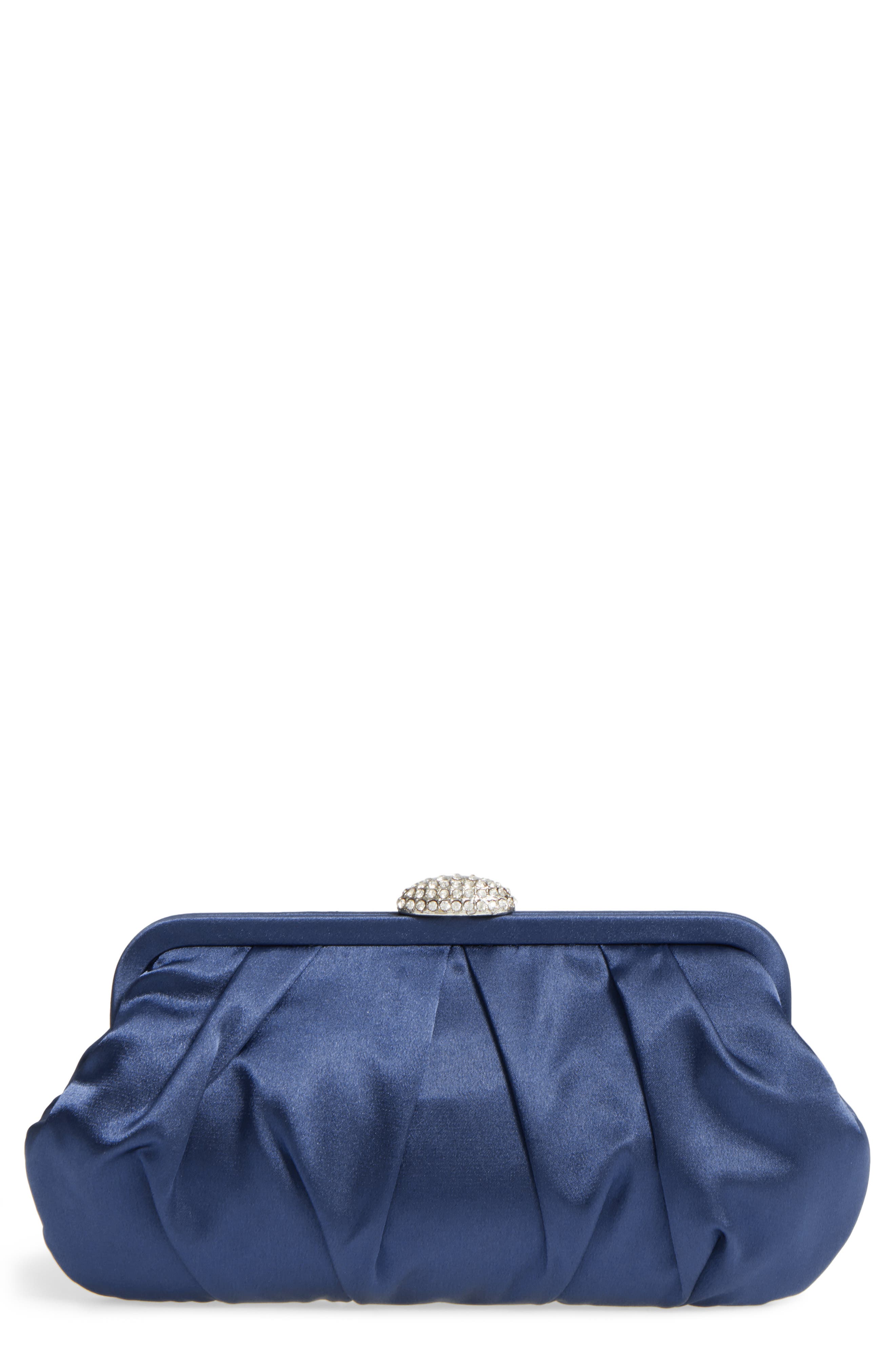 navy purse leather