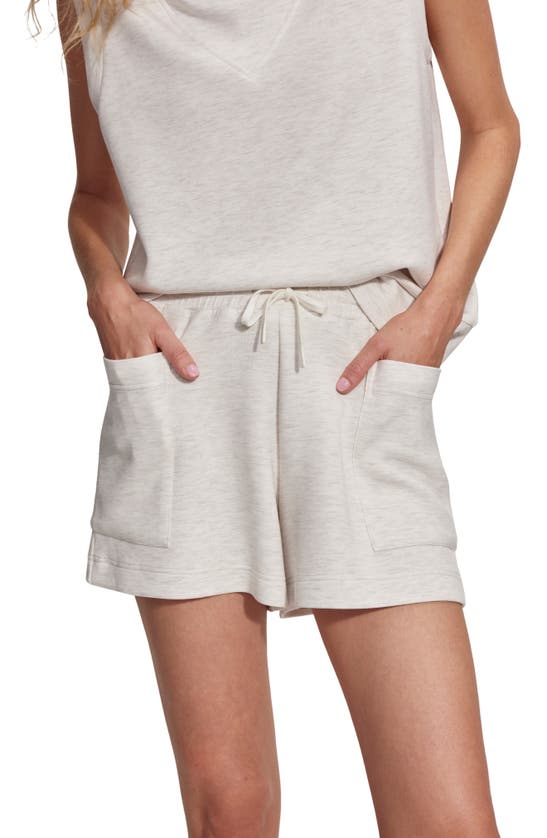 Shop Varley Isabella Sweat Shorts In Ivory Marl