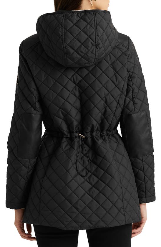Shop Lauren Ralph Lauren Hooded Quilted Jacket In Black