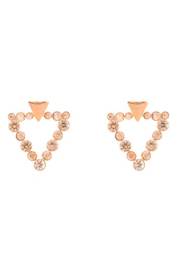 Zaxie By Stefanie Taylor Triangle Crystal Earrings In Gold