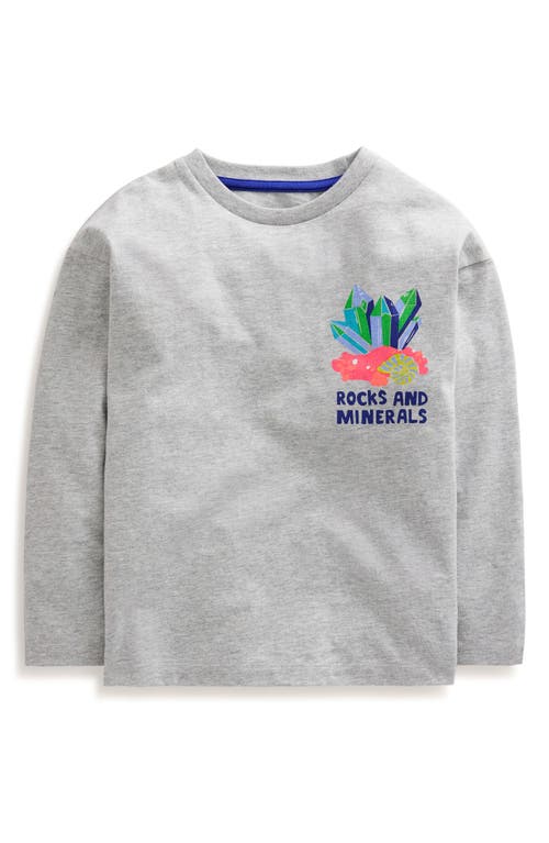 Shop Mini Boden Kids' Education Long Sleeve Graphic T-shirt In Grey Marl Gemstones