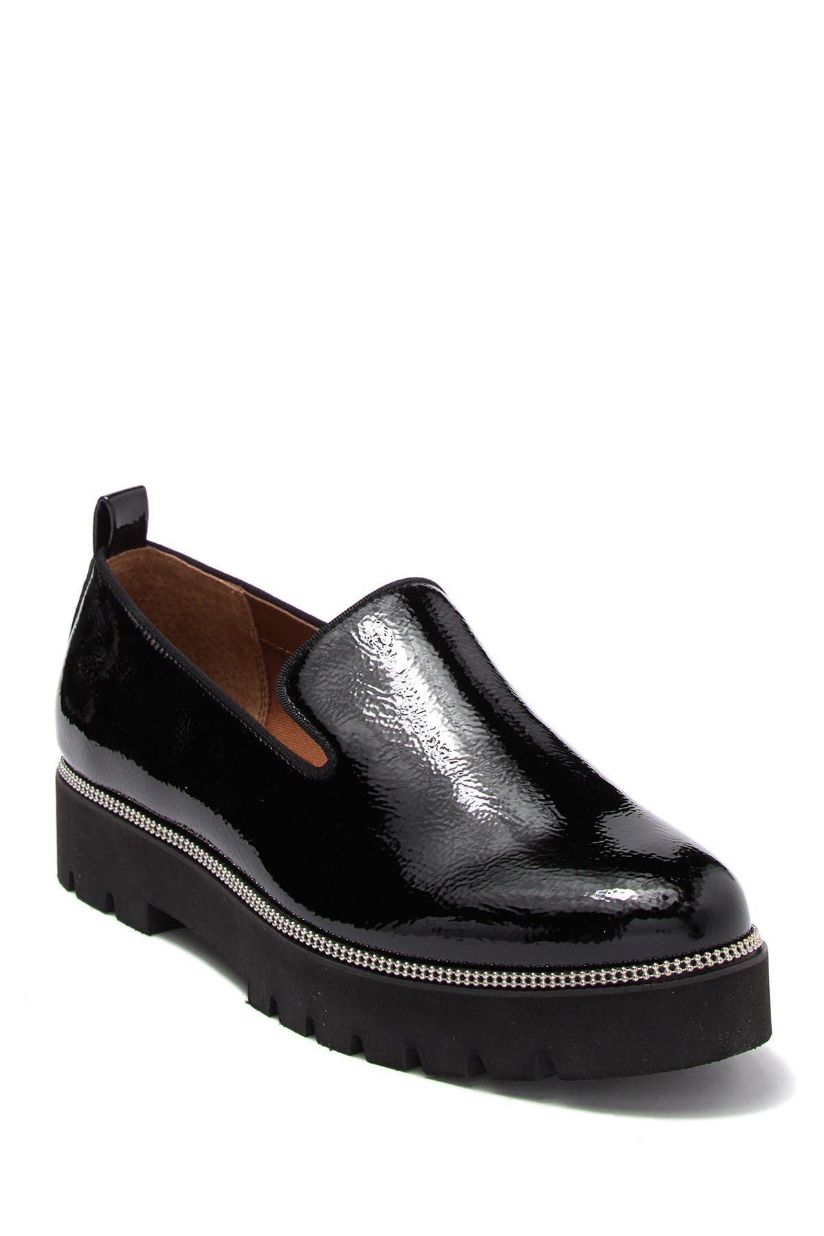 franco sarto black patent loafers