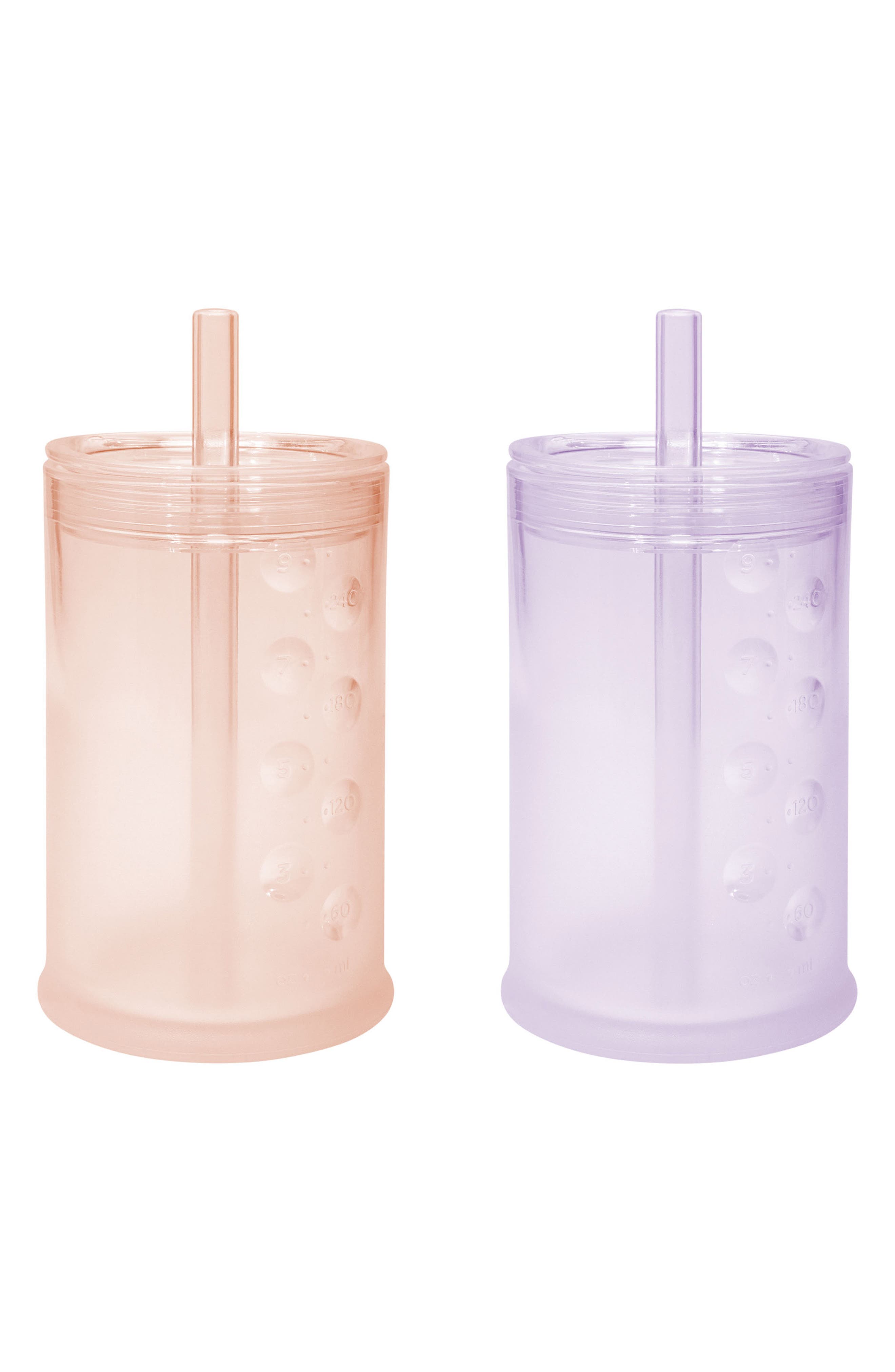 Olababy 2-Pack 9-Ounce Easy Sipping Straw Cups in Coral/Lilac 
