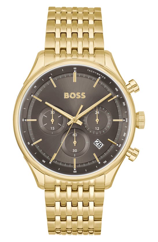 Hugo Boss Men's Gregor Quartz Chronograph Ionic Plated Gold-tone Steel ...