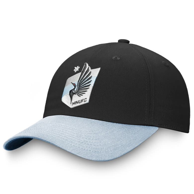 Fanatics Branded Black/light Blue Minnesota United Fc Iconic Adjustable Hat
