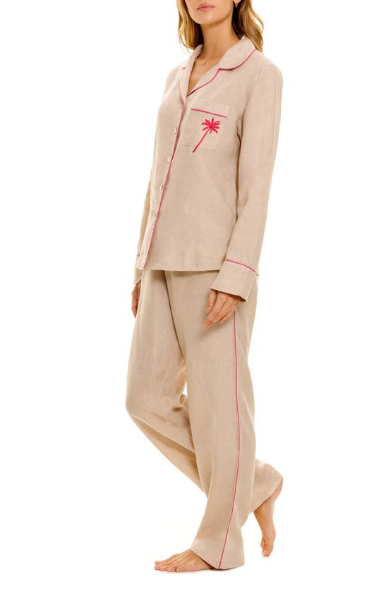 Shop The Lazy Poet Emma Linen Pajamas In Oatmeal Linen