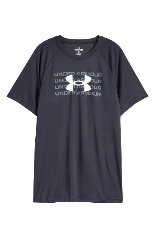 Shop Under Armour Kids' Logo T-shirt In Black/castlerock/white