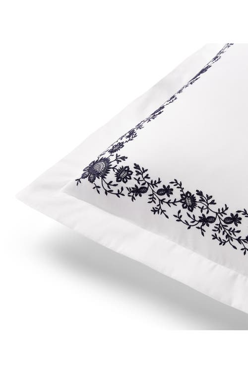 Polo Ralph Lauren Eloise Organic Cotton 624 Thread Count Embroidered Euro Sham In White/polo Navy