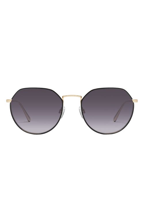 Quay Australia Rooftop 50mm Polarized Round Sunglasses in Black Gold/Smoke 