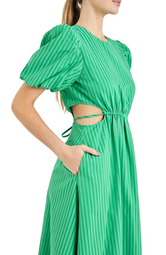 Shop English Factory Stripe Cutout Dress In Green