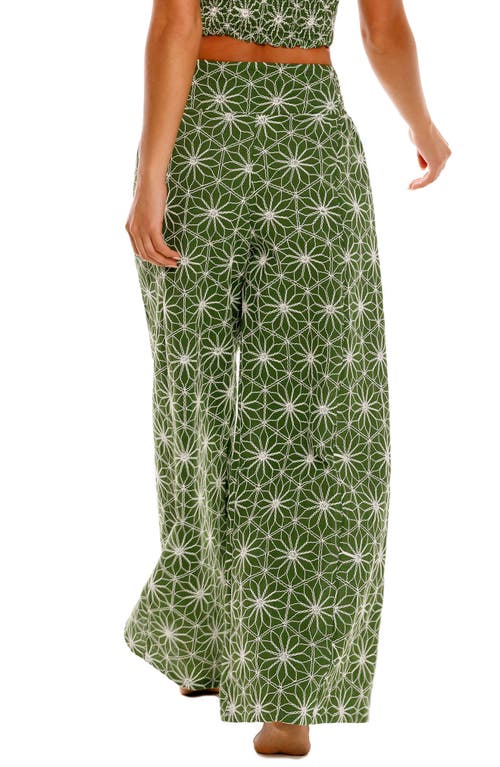 Shop Agua Bendita Mar Vessel Embroidered Wide Leg Cover-up Pants In White Multicolor