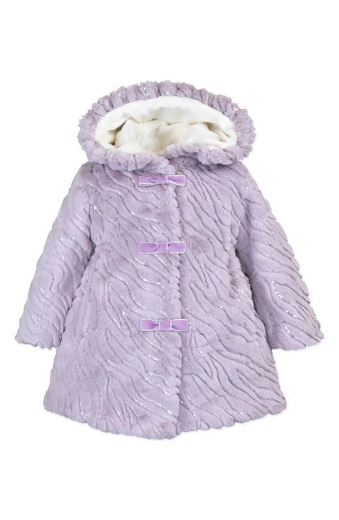 Kids' Sequin Hooded Faux Fur Coat (Toddler & Little Kid)
