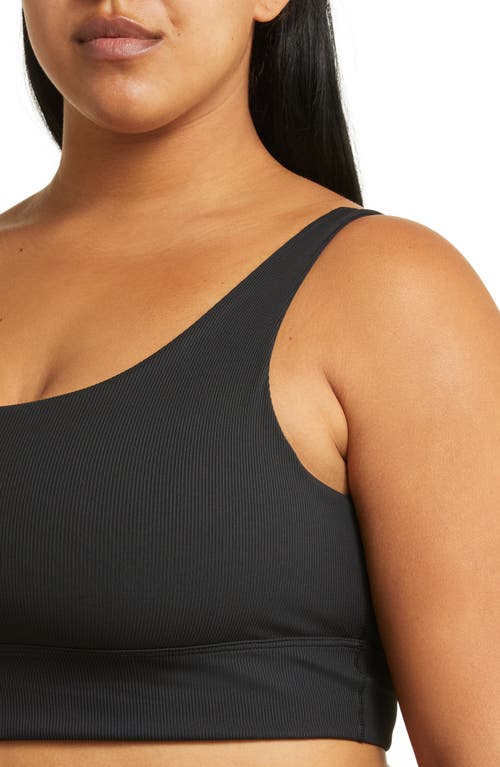 Shop Nike Alate Solo Rib Sports Bra In Black/black/pcg3c