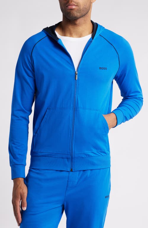 Shop Hugo Boss Boss Mix Match Zip Hoodie In Bright Blue