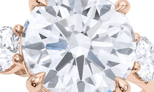 Hautecarat Three Stone Round Cut Lab Created Diamond Ring In 2.00ctw 18k Rose Gold