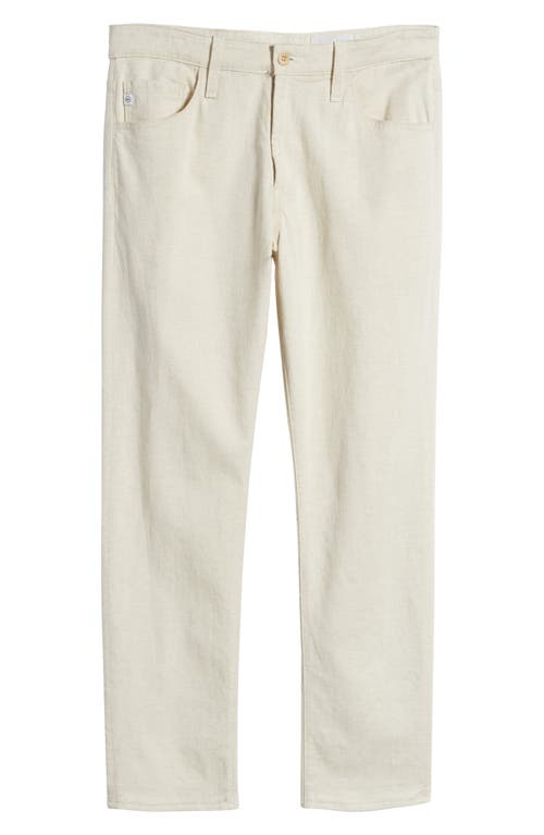 Ag Everett Slim Straight Leg Cotton & Linen Blend Jeans In Natural