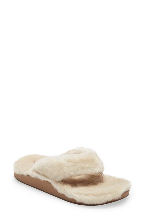 Shop Olukai Kipea Heu Genuine Shearling Slide Sandal In Tapa/tapa