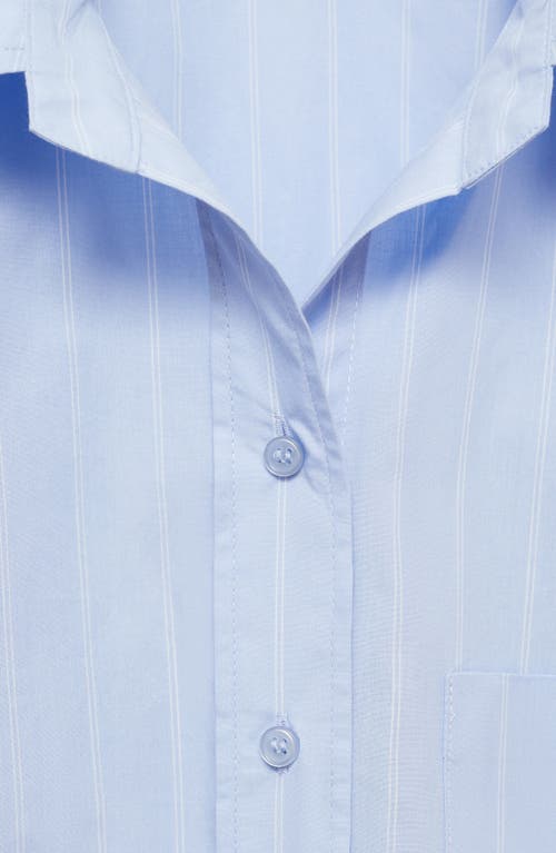 Mango Side Gather Cotton Poplin Button-up Shirt In Sky Blue
