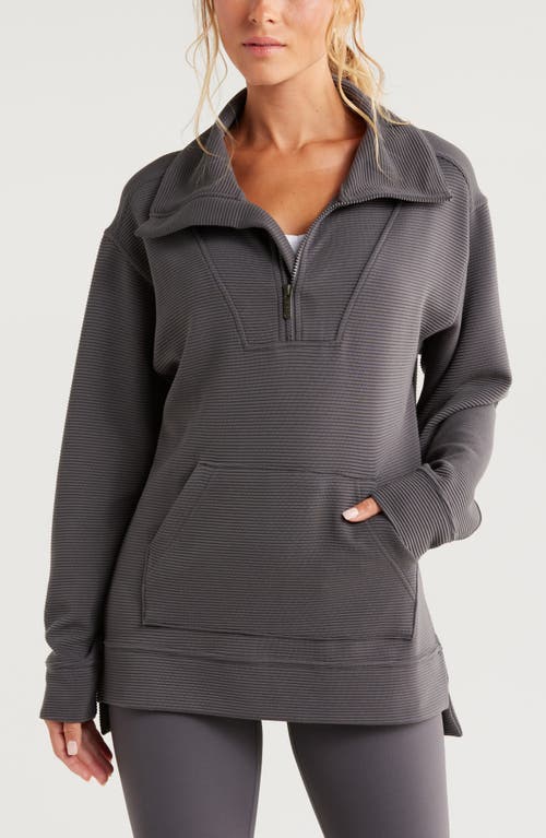 Zella Cozy Ottoman Rib Half Zip Pullover In Grey Forged