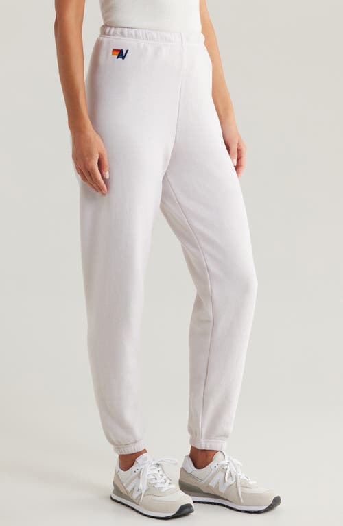 Aviator Nation Stripe Sweatpants In Dove Grey/white Grey