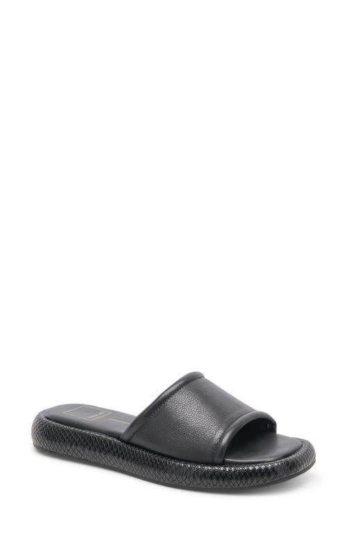 Aisha Platform Slide Sandal in Black Leather