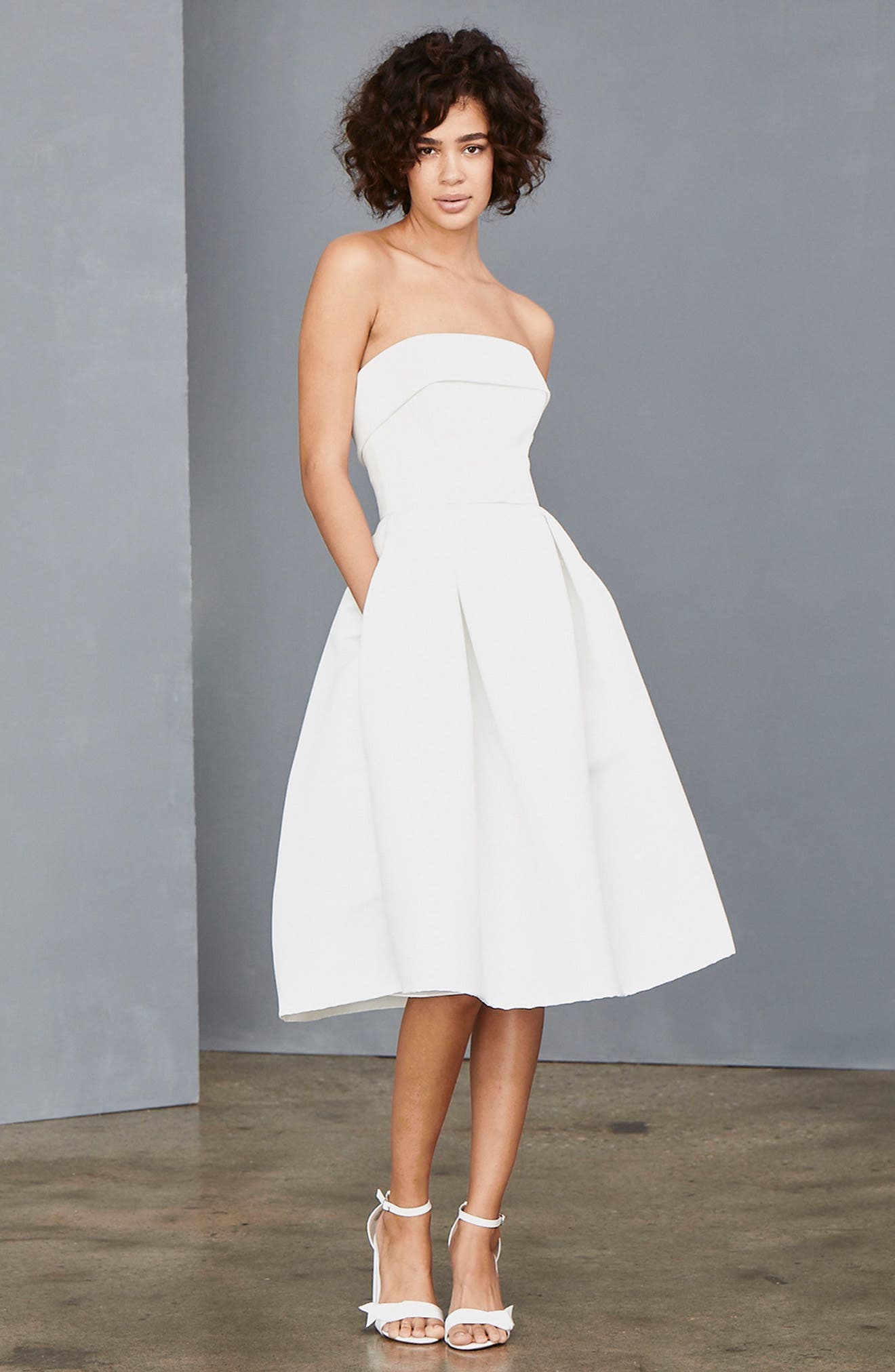 Amsale Strapless Faille A-Line Dress
