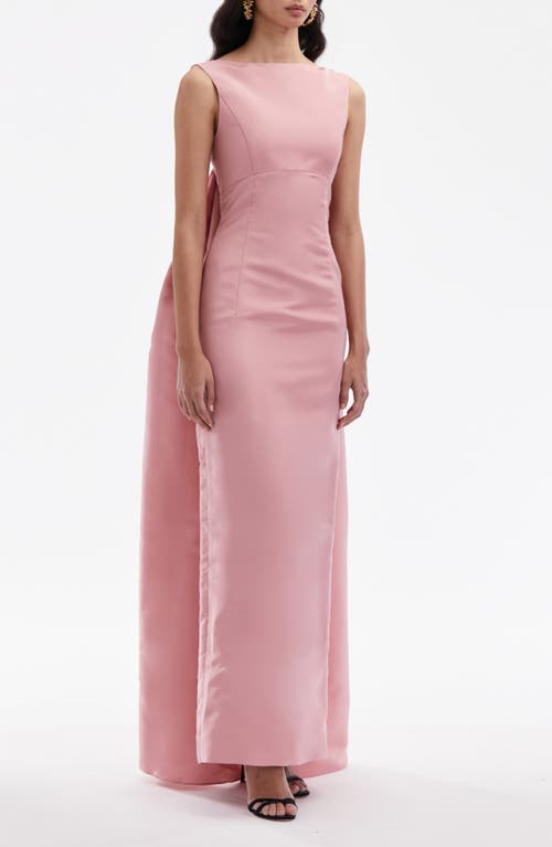 Oscar De La Renta Draped Back Faille Gown In Salmon
