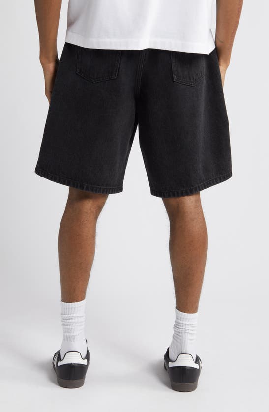 Shop Obey Bigwig Baggy Denim Shorts In Faded Black