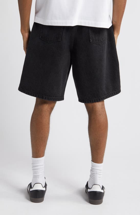 Obey Bigwig Baggy Denim Shorts In Faded Black
