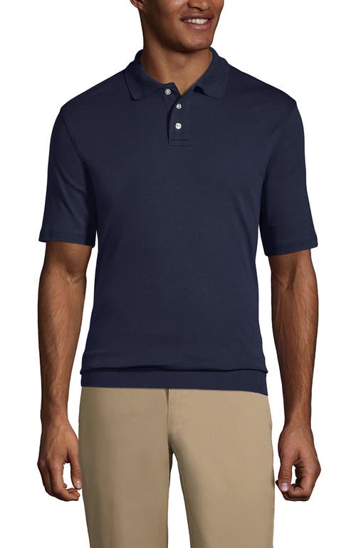 LANDS' END LANDS' END SCHOOL UNIFORM SHORT SLEEVE BANDED BOTTOM POLO SHIRT