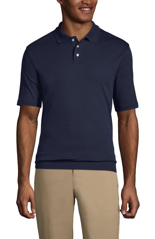 Lands' End School Uniform  Short Sleeve Banded Bottom Polo Shirt In Classic Navy