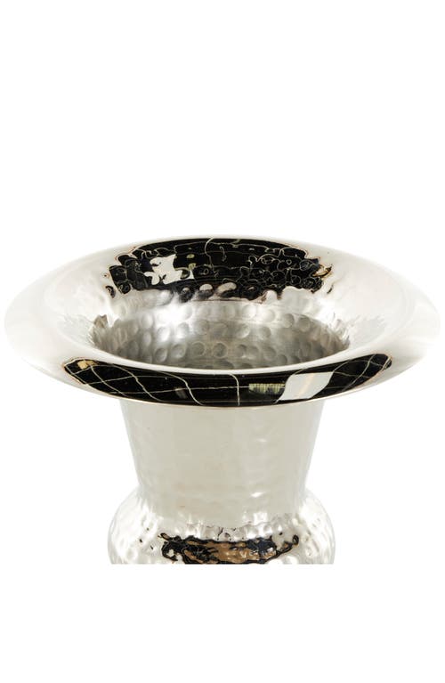 Vivian Lune Home Textured Metal Vase In Silver