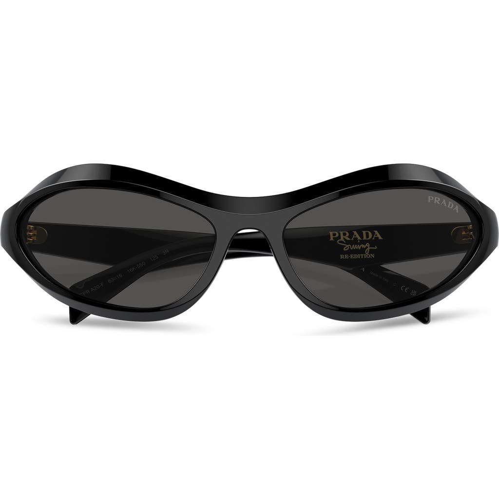 Prada 63mm Oversize Oval Sunglasses In Dark Grey