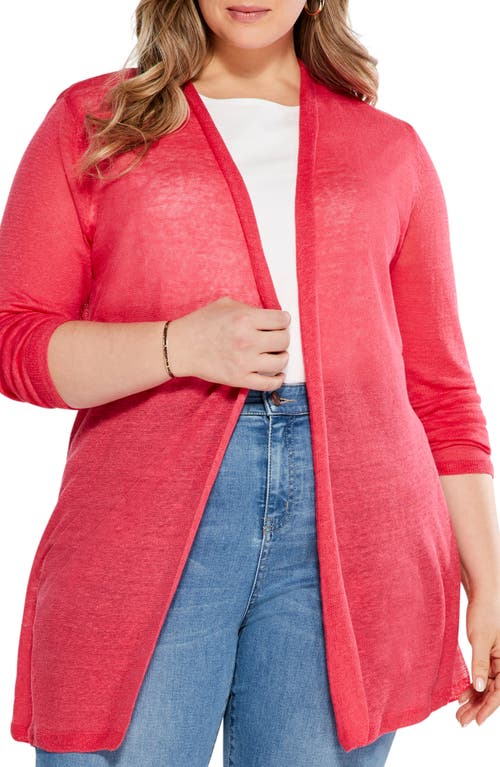 NIC+ZOE Back of the Chair Longline Linen Blend Cardigan in Paradise Pink