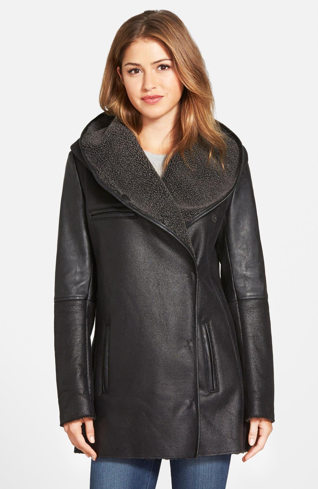 Sam Edelman 'Sydney' Hooded Faux Shearling Coat Nordstrom