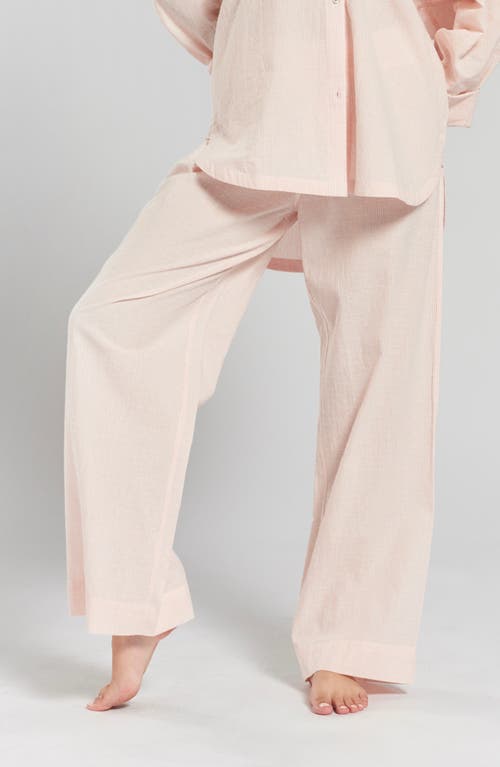 Peachaus Chicory Striped Woven-cotton Pajama Pants In Dawnlight Coral