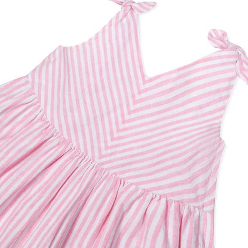 Hope & Henry Girls' Sleeveless Bow Shoulder Swing Dress, Infant In Classic Pink And White Stripe
