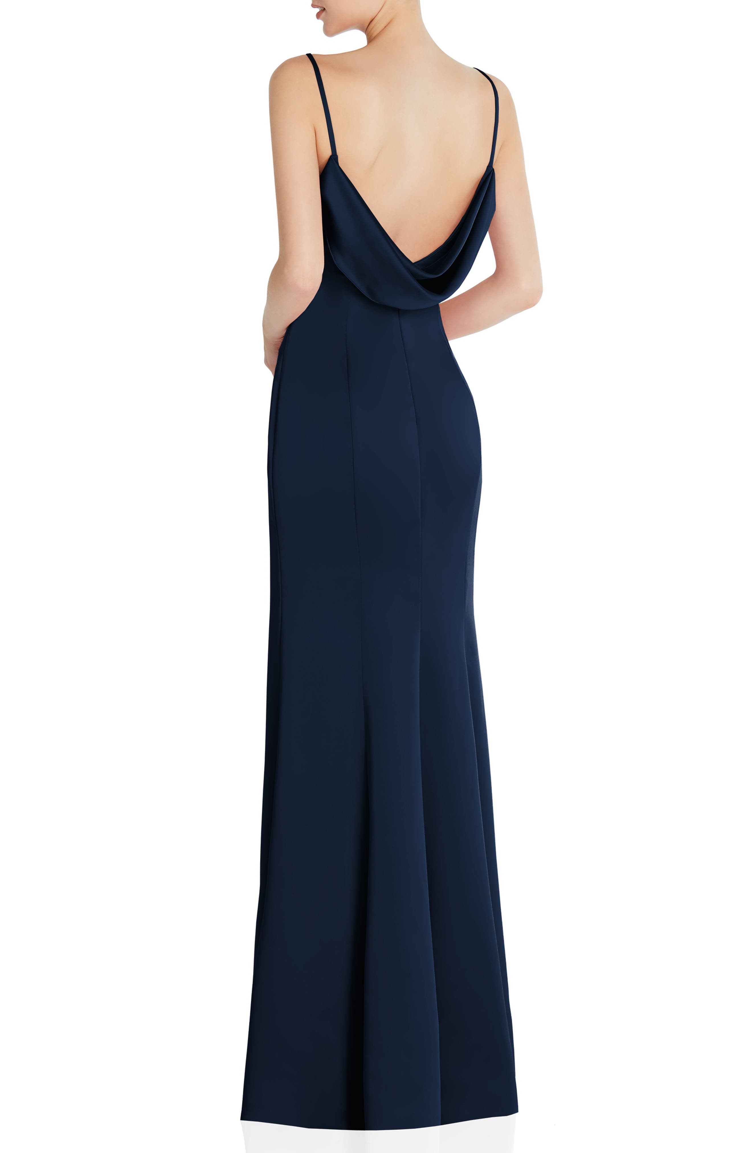 cowl back evening dress