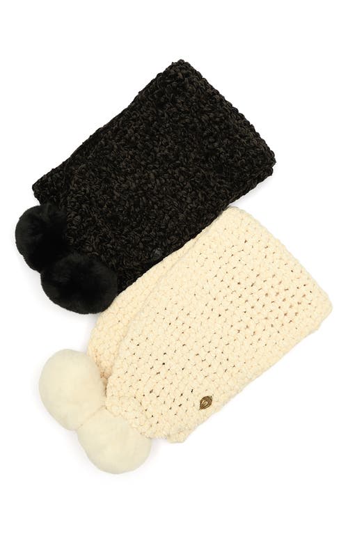 Shop Kurt Geiger London Chunky Chenille Pompom Scarf In Bone
